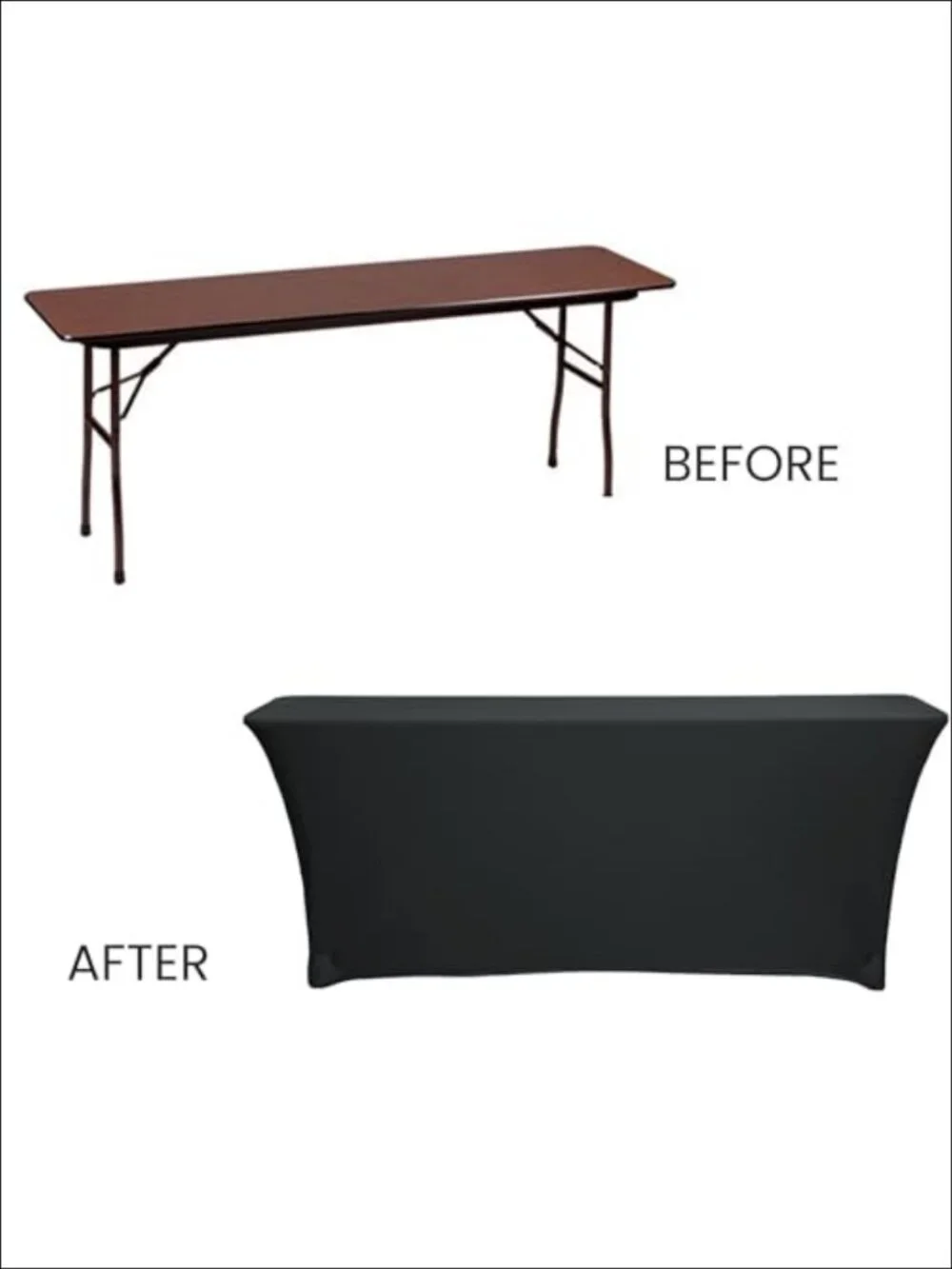 Spandex 6 Ft x 18 Inches Rectangular Training Tablecloth - Black